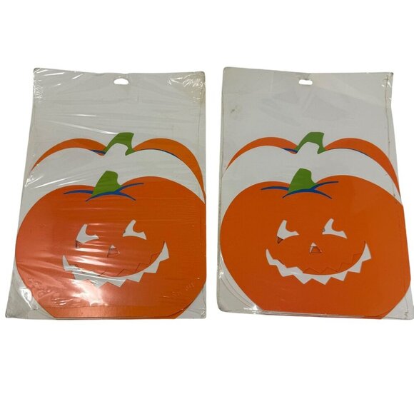 Vintage Hallmark Pumpkin Table Decoration Set Jack o lantern Orange Party - Picture 1 of 5